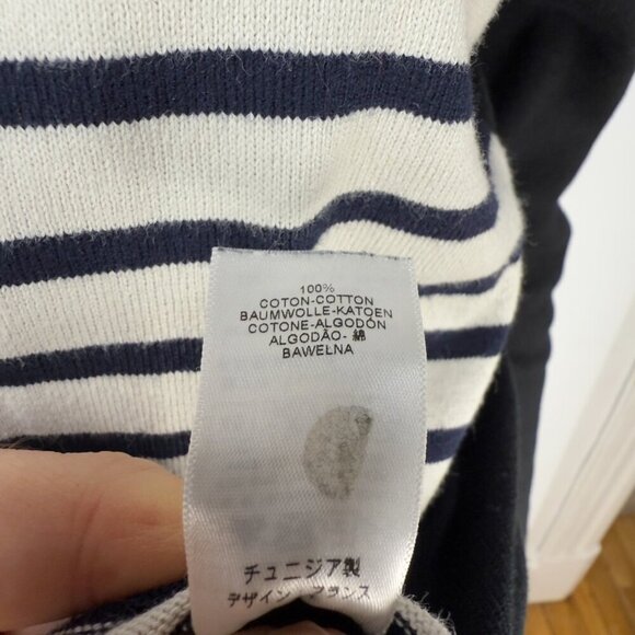 PETIT BATEAU Cotton Navy Black Striped Nautical Jumper Mini Midi Coastal Dress S - Picture 7 of 7